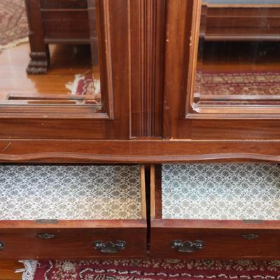 Walnut Victorian Two Door Wardrobe with Column Front