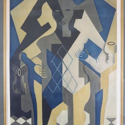Juan Gris, Cubist Harlequin Framed Collotype, 1953