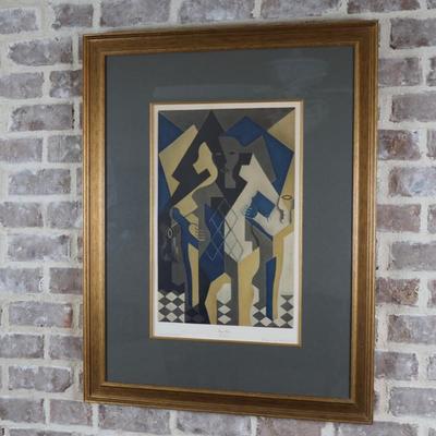 Juan Gris, Cubist Harlequin Framed Collotype, 1953