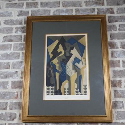 Juan Gris, Cubist Harlequin Framed Collotype, 1953