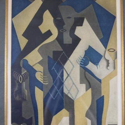 Juan Gris, Cubist Harlequin Framed Collotype, 1953