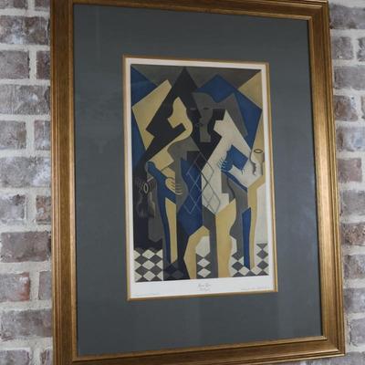 Juan Gris, Cubist Harlequin Framed Collotype, 1953