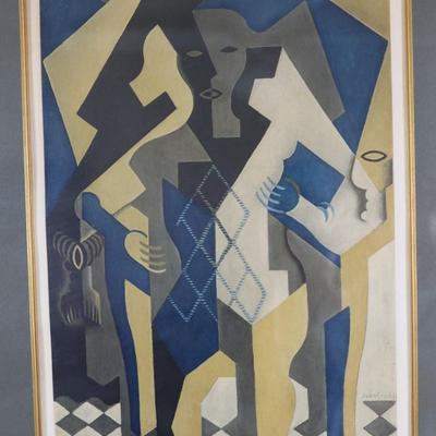 Juan Gris, Cubist Harlequin Framed Collotype, 1953