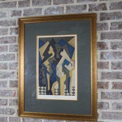 Juan Gris, Cubist Harlequin Framed Collotype, 1953