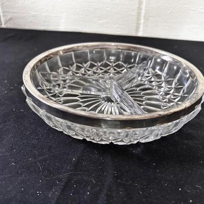 Glass / silver divided serving dish