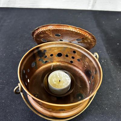 Copper tea kettle & warming stand