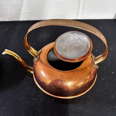 Copper tea kettle & warming stand