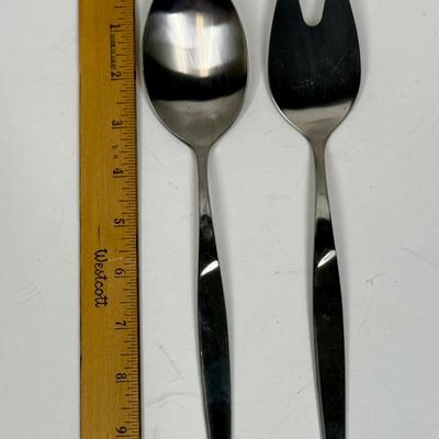 Vintage Mid Century Modern Gustav Stainless Steel Anita Serving Spoon and Fork