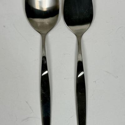 Vintage Mid Century Modern Gustav Stainless Steel Anita Serving Spoon and Fork