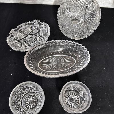 Lot of 5 cut glass pieces