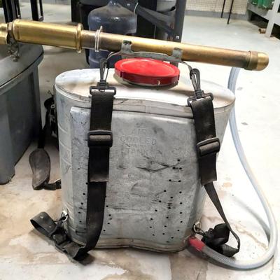 Vintage Backpack Fire Extinguisher Pump Brass nozzle