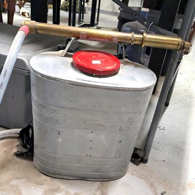 Vintage Backpack Fire Extinguisher Pump Brass nozzle