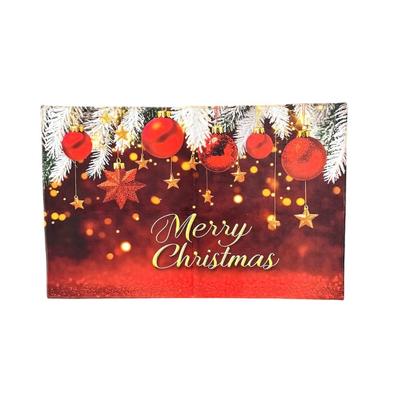 3-Pack - Red & Gold Christmas Ornament Motif Floor Mat Door Rug w/Red Ornaments & Gold Stars Christmas Tree Entry Rug Entry Mat