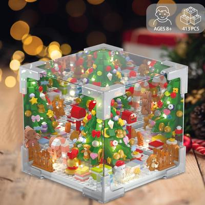 LED Christmas Tree Building Blocks Set, Infinity Mirror Cube, DIY Night Light Building Toy, Christmas Home Decoration Table Lamp Lovely...