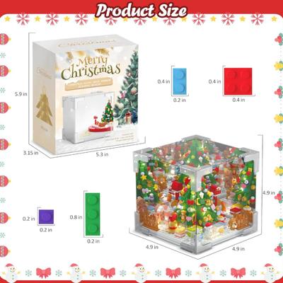 LED Christmas Tree Building Blocks Set, Infinity Mirror Cube, DIY Night Light Building Toy, Christmas Home Decoration Table Lamp Lovely...