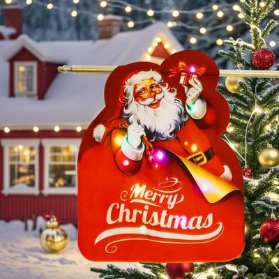 20" x 15" Vintage Inspired Santa Claus Lighted Christmas Garden Flag - Unique LED Santa Claus Multi-Colored Garden Flag, Winter...