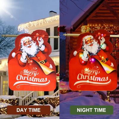 20" x 15" Vintage Inspired Santa Claus Lighted Christmas Garden Flag - Unique LED Santa Claus Multi-Colored Garden Flag, Winter...