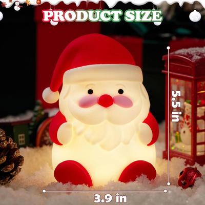 Santa Claus Rechargeable LED Christmas Gift Night Light - 3 Level Dimmable Touch Lamp for Nursery & Kids Room Decor - Perfect Sleep...