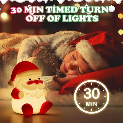 Santa Claus Rechargeable LED Christmas Gift Night Light - 3 Level Dimmable Touch Lamp for Nursery & Kids Room Decor - Perfect Sleep...