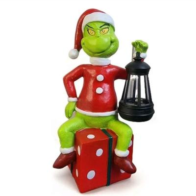 The Grinch Figurine (12") Solar Christmas Garden Statue Indoor Outdoor Decoration Patio Yard Lawn Holiday Xmas Decor LED Lantern