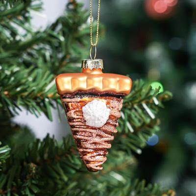 8 Pack - Blown Glass Mini Piece of Pie Ornament - Christmas Tree Hanging Ornament, Home Holiday Decor, XMas Party Favors or Gifts