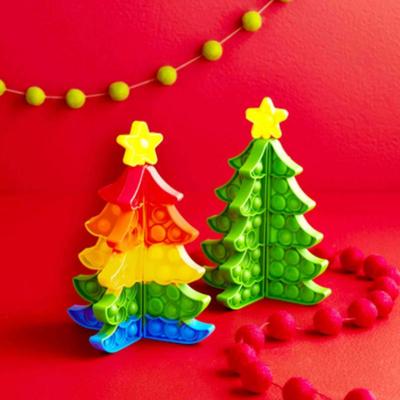 Mudpie Rainbow Christmas Tree Soft Silicone Popper - Addictive Sensory Toy for Kids & Adults - Improves Fine Motor Skills