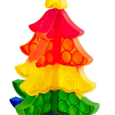 Mudpie Rainbow Christmas Tree Soft Silicone Popper - Addictive Sensory Toy for Kids & Adults - Improves Fine Motor Skills