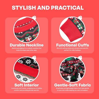 Adult Size Large (L) - Unisex Men's Women's Reindeer & Present Christmas Sweater - Soft Knitted Ugly Christmas Sweater,...