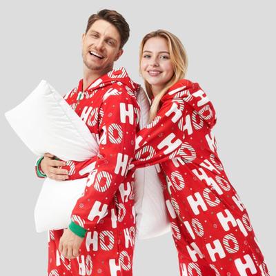 Adult Size Small (S) - Giggling Getup Adults Men Christmas Pajamas with Hood, HO HO HO Christmas Pajamas for Holiday Parties, Events,...