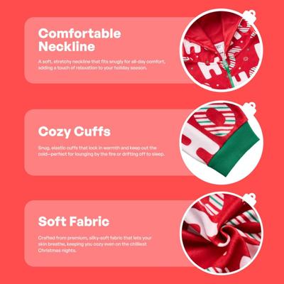 Adult Size Small (S) - Giggling Getup Adults Men Christmas Pajamas with Hood, HO HO HO Christmas Pajamas for Holiday Parties, Events,...