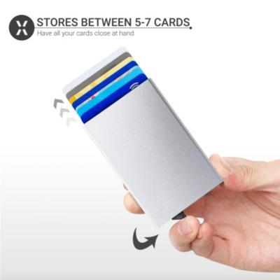 50-Pack Silver Aluminium RFID Blocking Card Holder - Fits 5-7 Cards w/Simple Switch