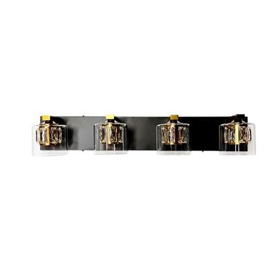 Aipsun Glass & Crystal 4-Light Black & Brass Bathroom Vanity Lighting Fixture SEE DESCRIPTION
