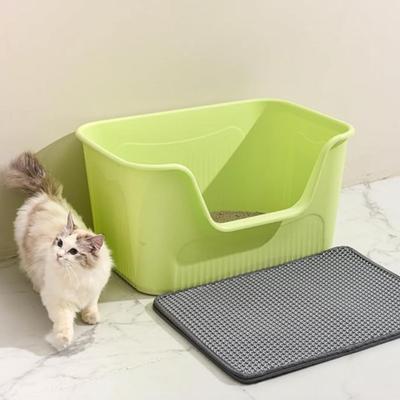 XL Oversized Open Top Cat Litter Box - Lime Green Splash Resistant, Durable, Easy to Clean Pet Toilet - 21" x 15" x 10" -...