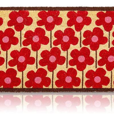 Juvale Natural Coir Floral Spring Door Mat for Front Entry - 30 x 17 Inch Cute Door Mat with Flower Decor - Indoor & Outdoor Doormat...