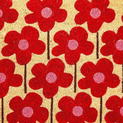 Juvale Natural Coir Floral Spring Door Mat for Front Entry - 30 x 17 Inch Cute Door Mat with Flower Decor - Indoor & Outdoor Doormat...