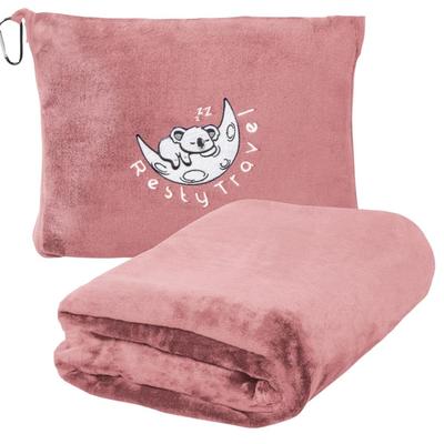 Mauve Pink Resty Travel Blanket - Compact Airplane Blanket with Bag - Small and Lightweight Traveling Blanket & Pillow - Portable...