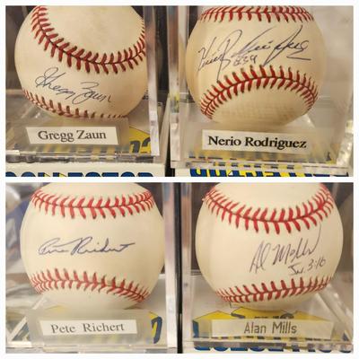 Lot of 4 OMLB Signed Autographed Baseball Gregg Zaun Nerio Rodriguez Pete Richert Alan Mills