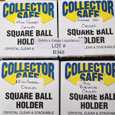 lot of 4 Orioles OMLB Signed Autographed Baseball In Collectors Case Mike Fetters, Estaban Yan, Rick Burleson , RichAmaral