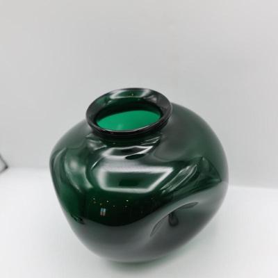 Hand-Blown Green Glass Vase