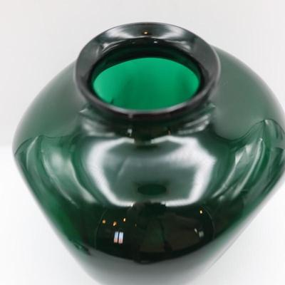 Hand-Blown Green Glass Vase