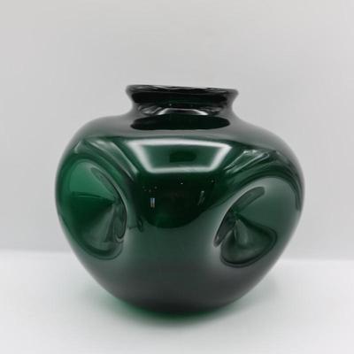 Hand-Blown Green Glass Vase