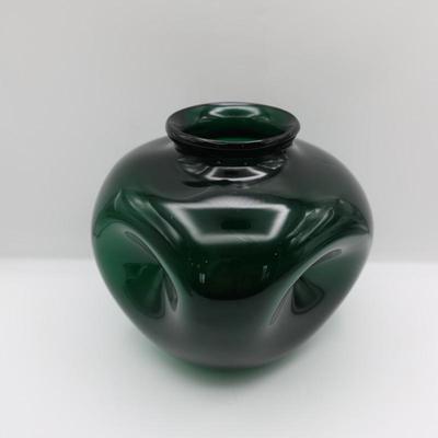 Hand-Blown Green Glass Vase