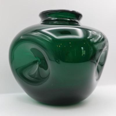 Hand-Blown Green Glass Vase