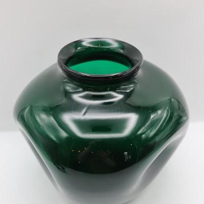 Hand-Blown Green Glass Vase