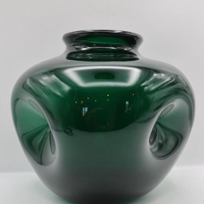 Hand-Blown Green Glass Vase