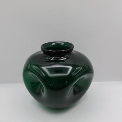 Hand-Blown Green Glass Vase