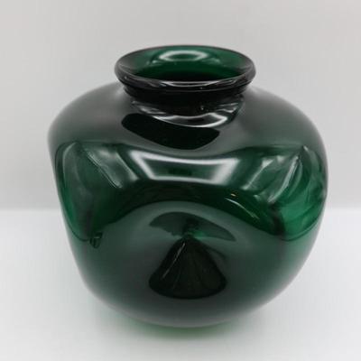 Hand-Blown Green Glass Vase