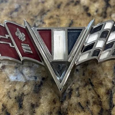OEM Vintage Chevy Corvette V Flag car Emblem