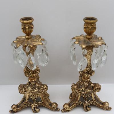 Vintage Ornate Brass Candlesticks
