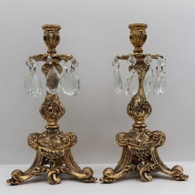 Vintage Ornate Brass Candlesticks
